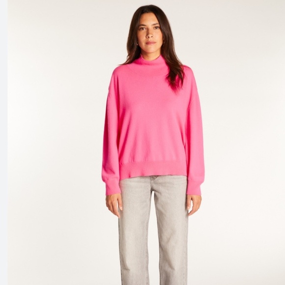 Zara Women’s Knit Sweater 100% Cashmere High low Barbie Pink Sz M oversized - Picture 5 of 16